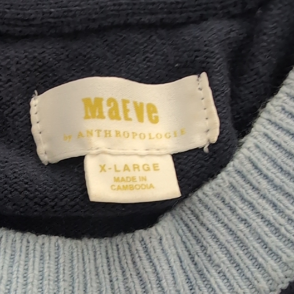 Anthropologie Navy and Brown Crewneck Sweater - Picture 2 of 6